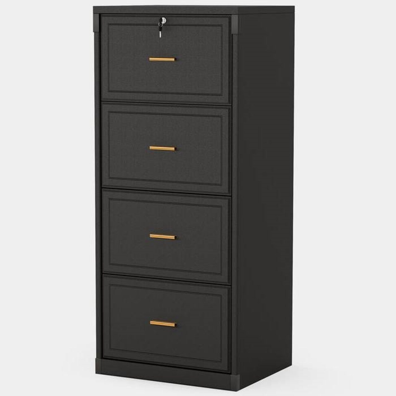 4-Drawer Locking File Cabinet Solid Wood Vertical Organizer for Home and Office Use